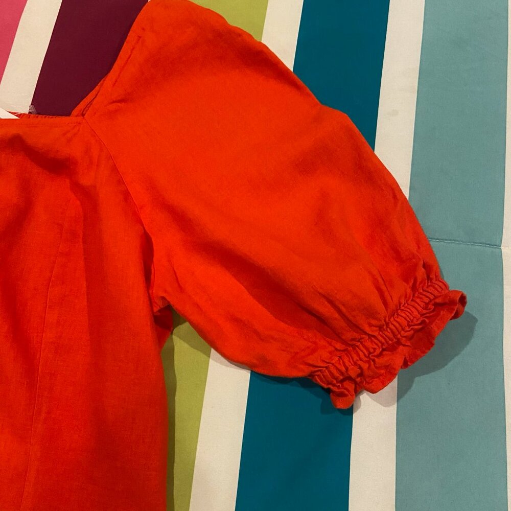 NWT Loft Crop Top Puff Sleeves in Bright Red Sz M - Picture 3 of 5